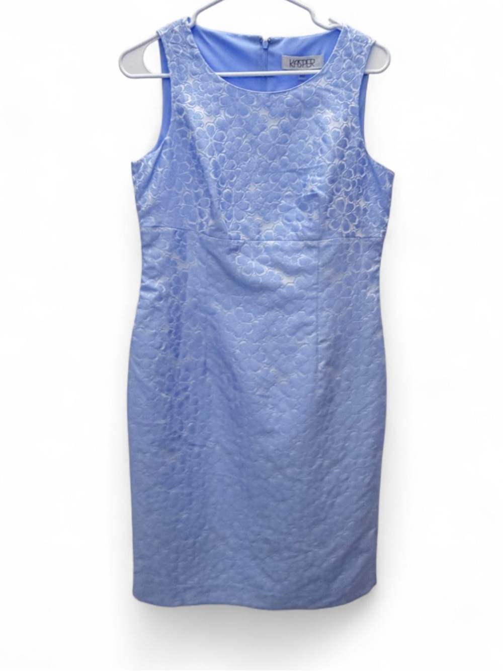 Kasper Periwinkle Sleeveless Jacquard Sheath Dress
